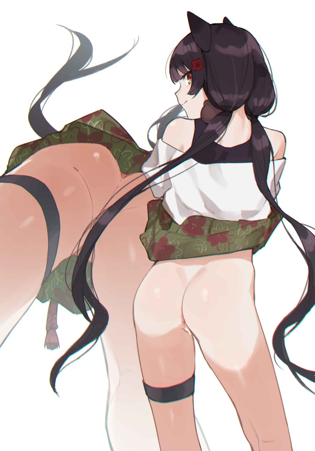 animal_ears anus ass censored garter inui_toko inumimi muchi_maro nijisanji nopan pussy skirt_lift