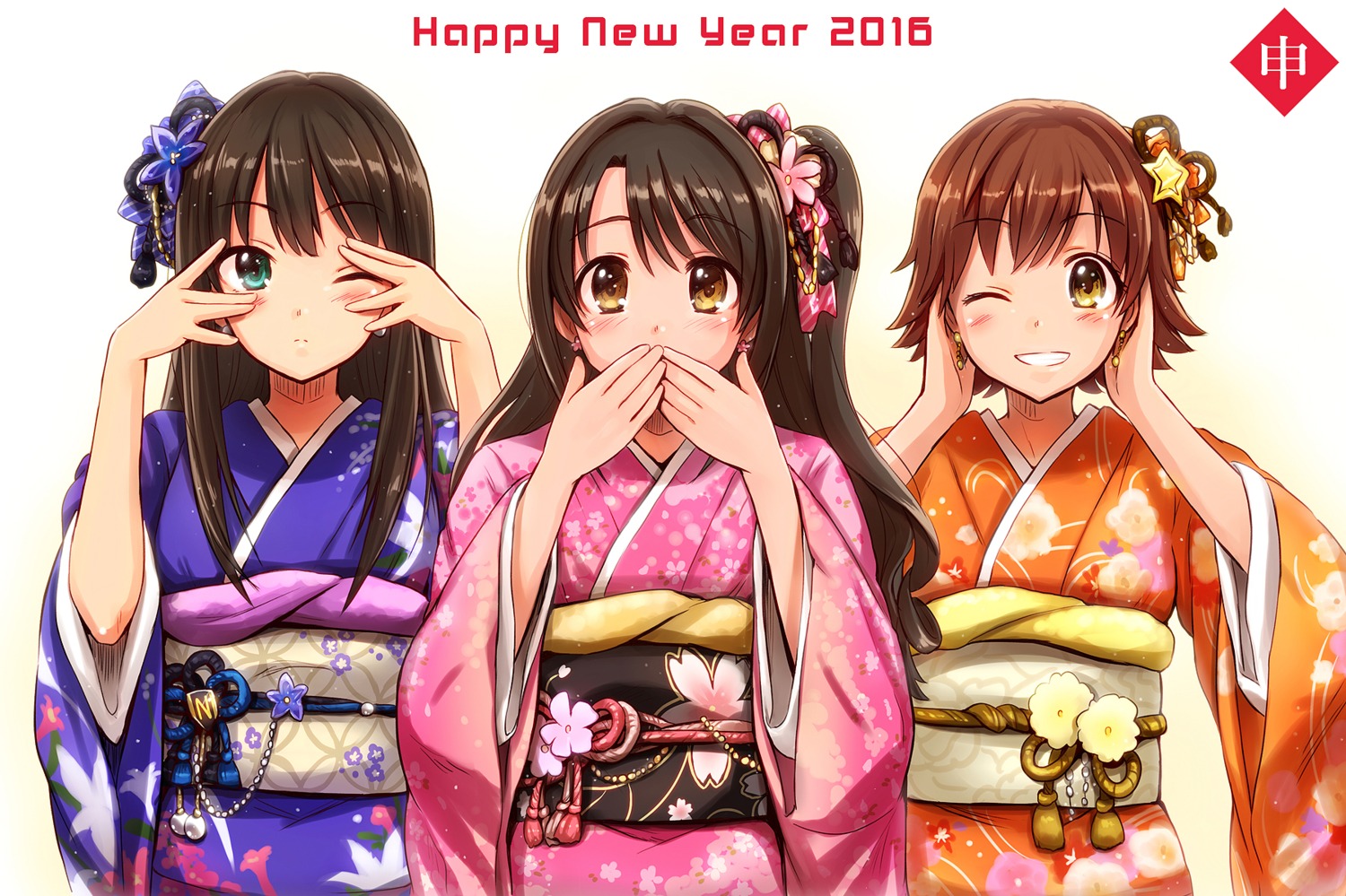 honda_mio kimono reco shibuya_rin shimamura_uzuki the_idolm@ster the_idolm@ster_cinderella_girls