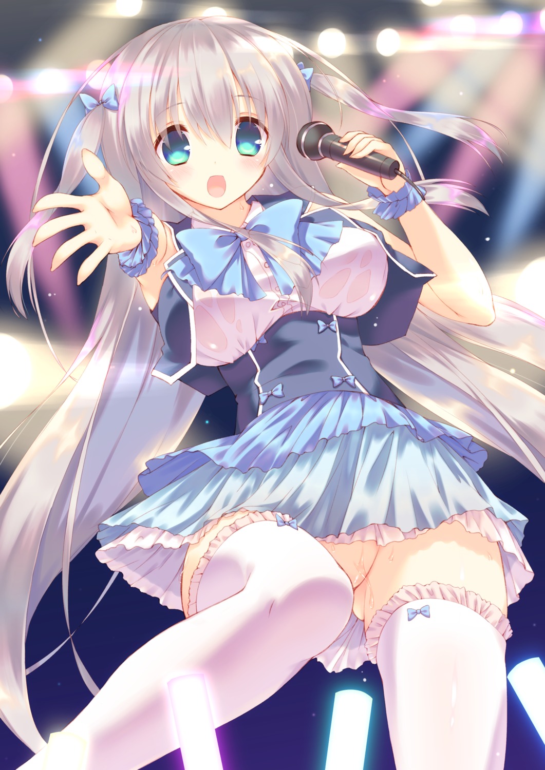 mutsuno_hekisa no_bra nopan pussy_juice see_through thighhighs wet_clothes