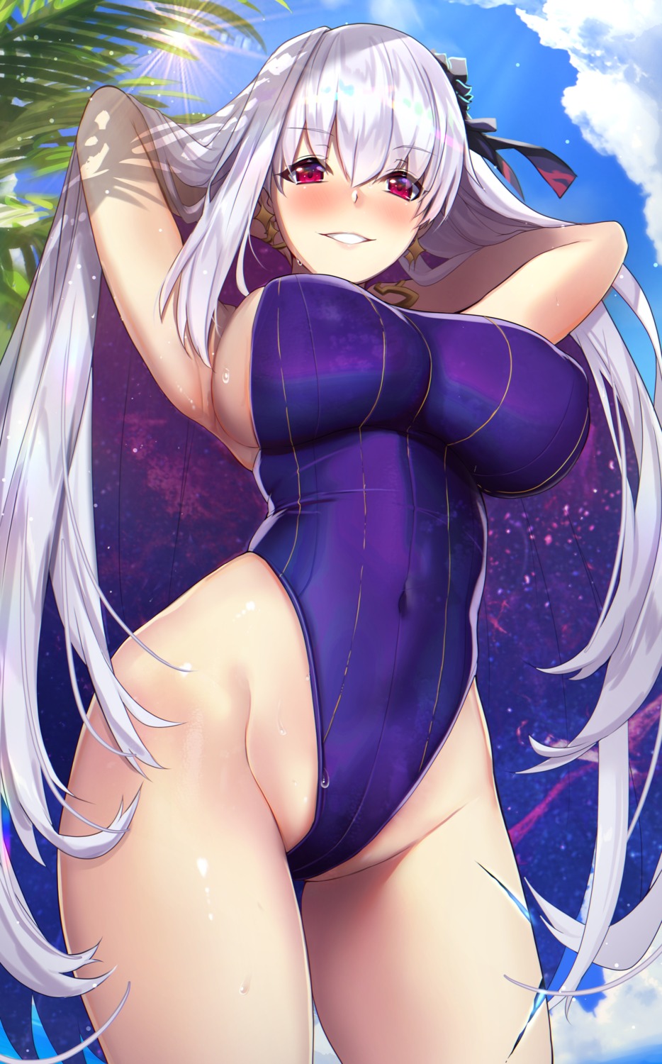 erect_nipples fate/grand_order kama_(fate/grand_order) swimsuits untsue