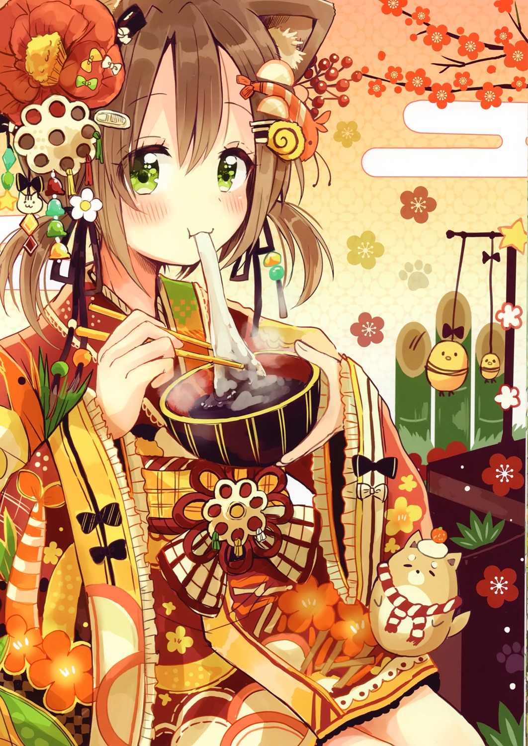 animal_ears kimono sakura_oriko