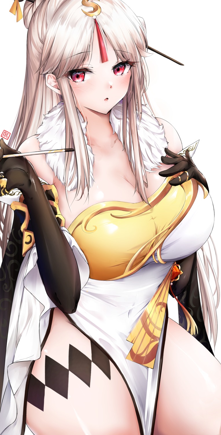 asian_clothes breast_hold genshin_impact ner0o ningguang no_bra