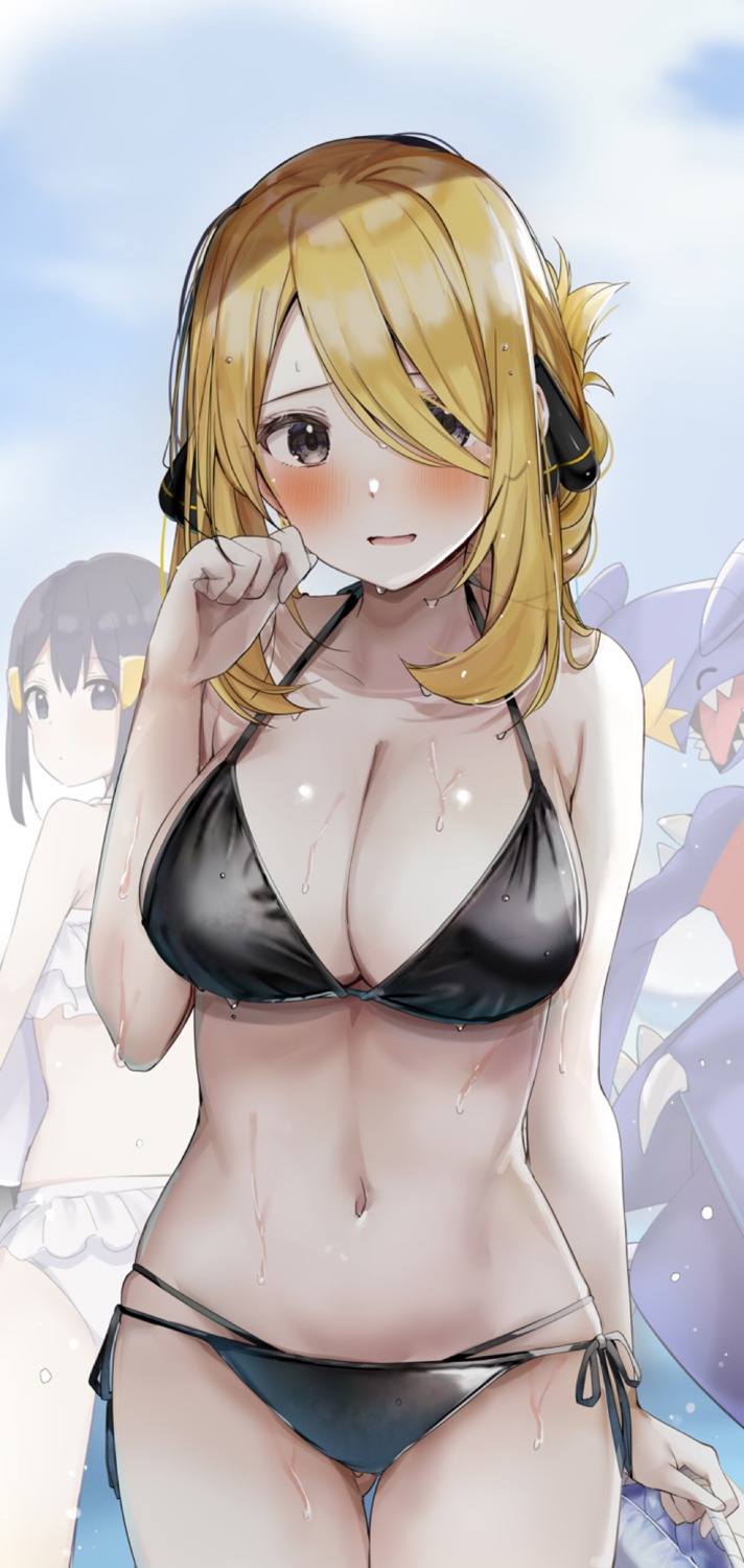 bikini hikari_(pokemon) pokemon rouka shirona_(pokemon) swimsuits wet