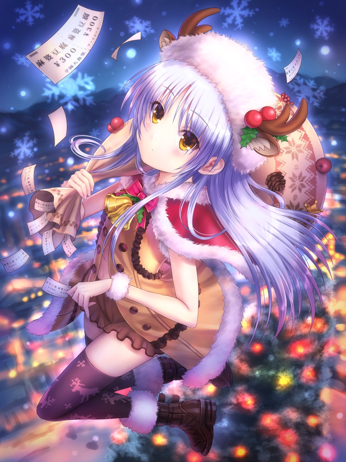 angel_beats! christmas goto-p horns tachibana_kanade thighhighs