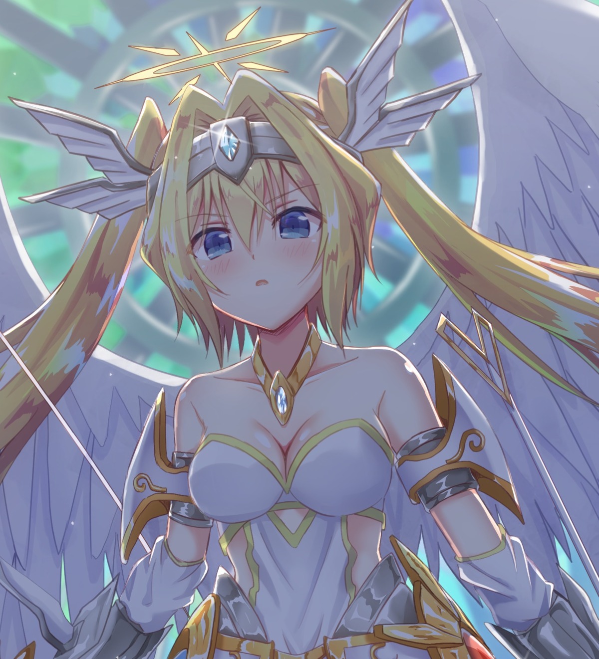 angel armor artina cleavage dress no_bra weapon wings