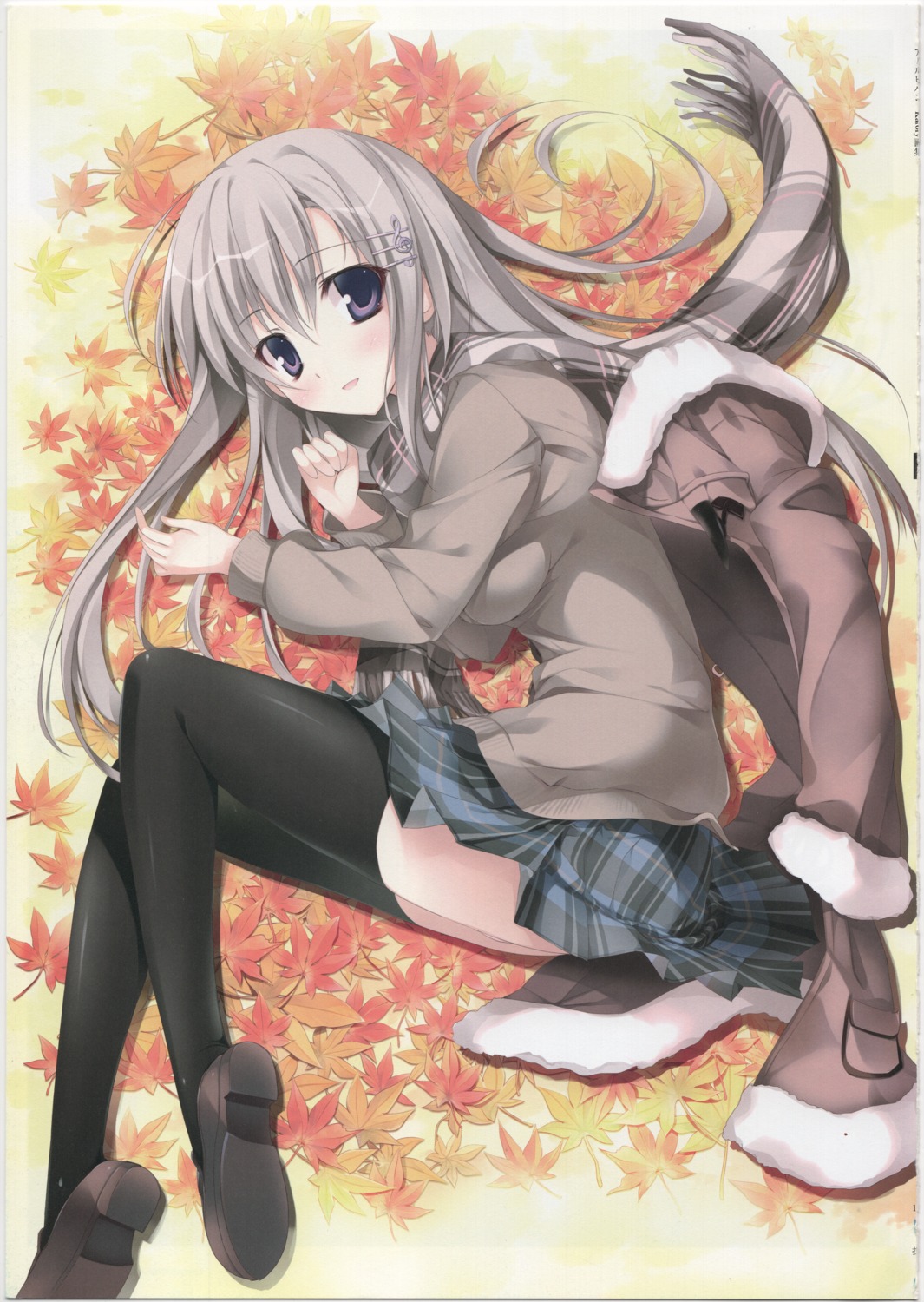 karory raw_scan seifuku skirt_lift sweater thighhighs