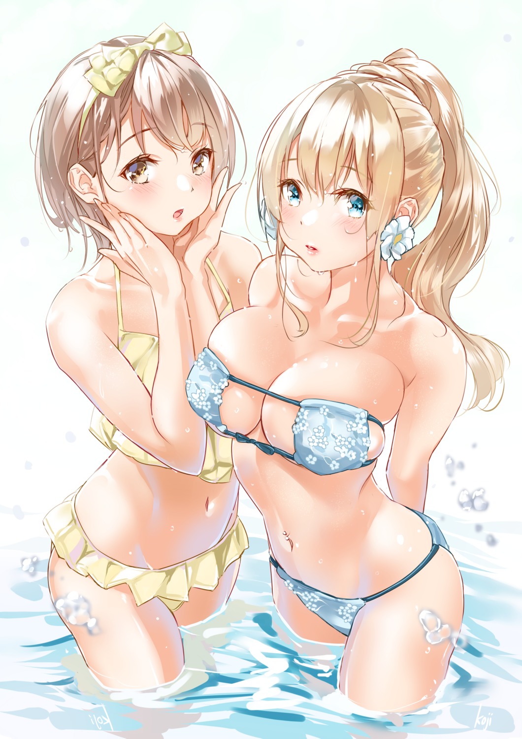 bikini koji_(kojikojimdw) swimsuits wet