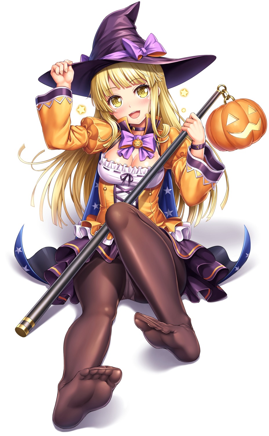 bang_dream! cameltoe feet halloween lambda_(artist) pantsu pantyhose skirt_lift tsurumaki_kokoro witch