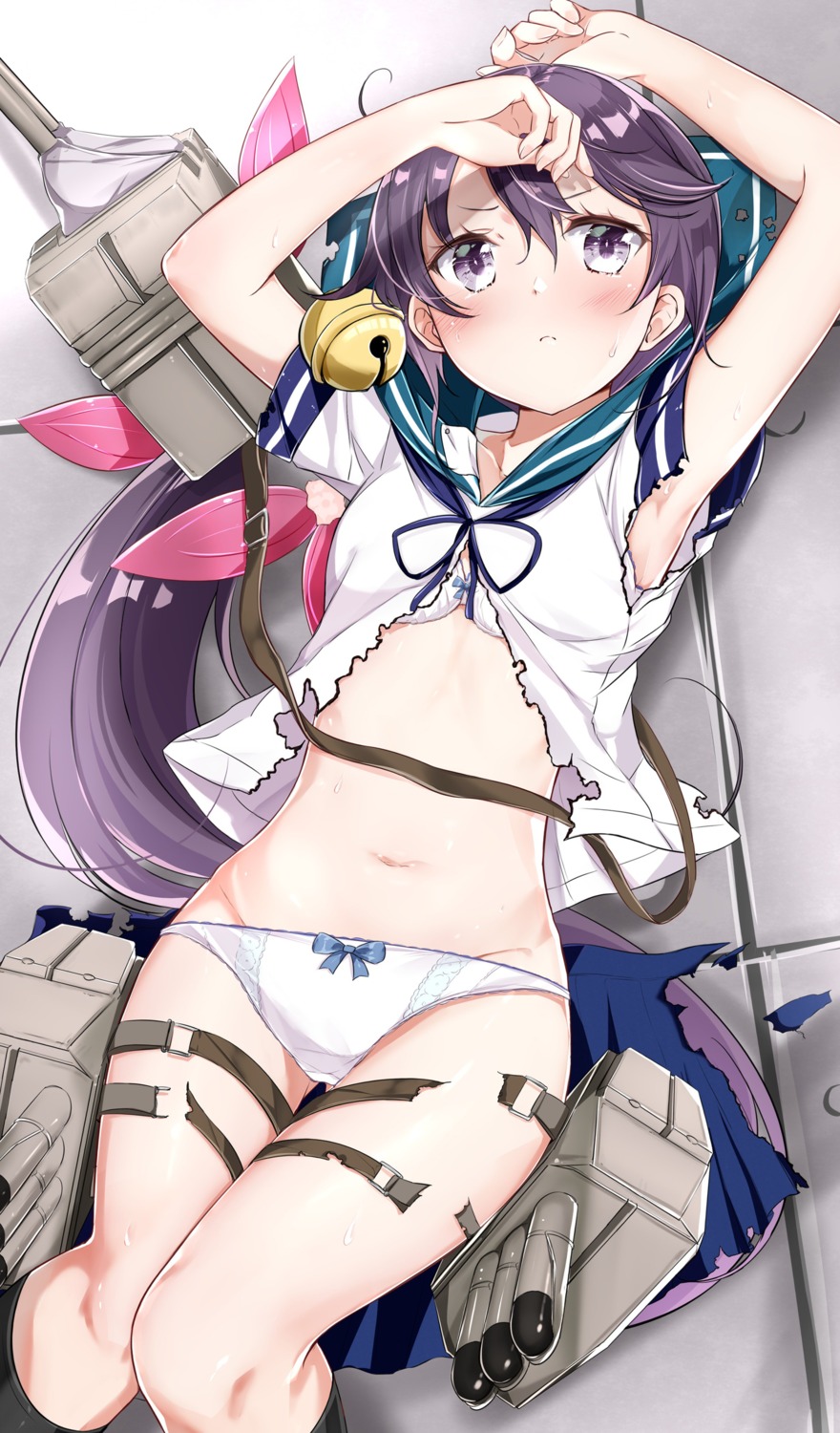 akebono_(kancolle) bra hamaken kantai_collection pantsu seifuku torn_clothes