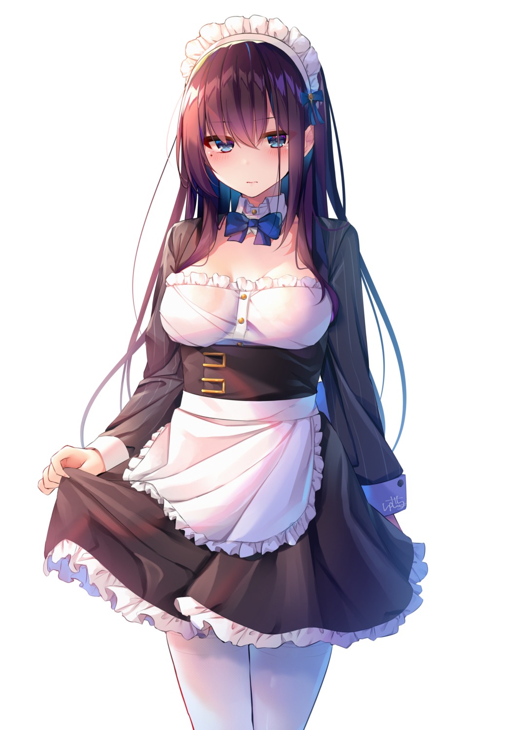 maid maid-chan_(ramchi) pantyhose ramchi see_through skirt_lift