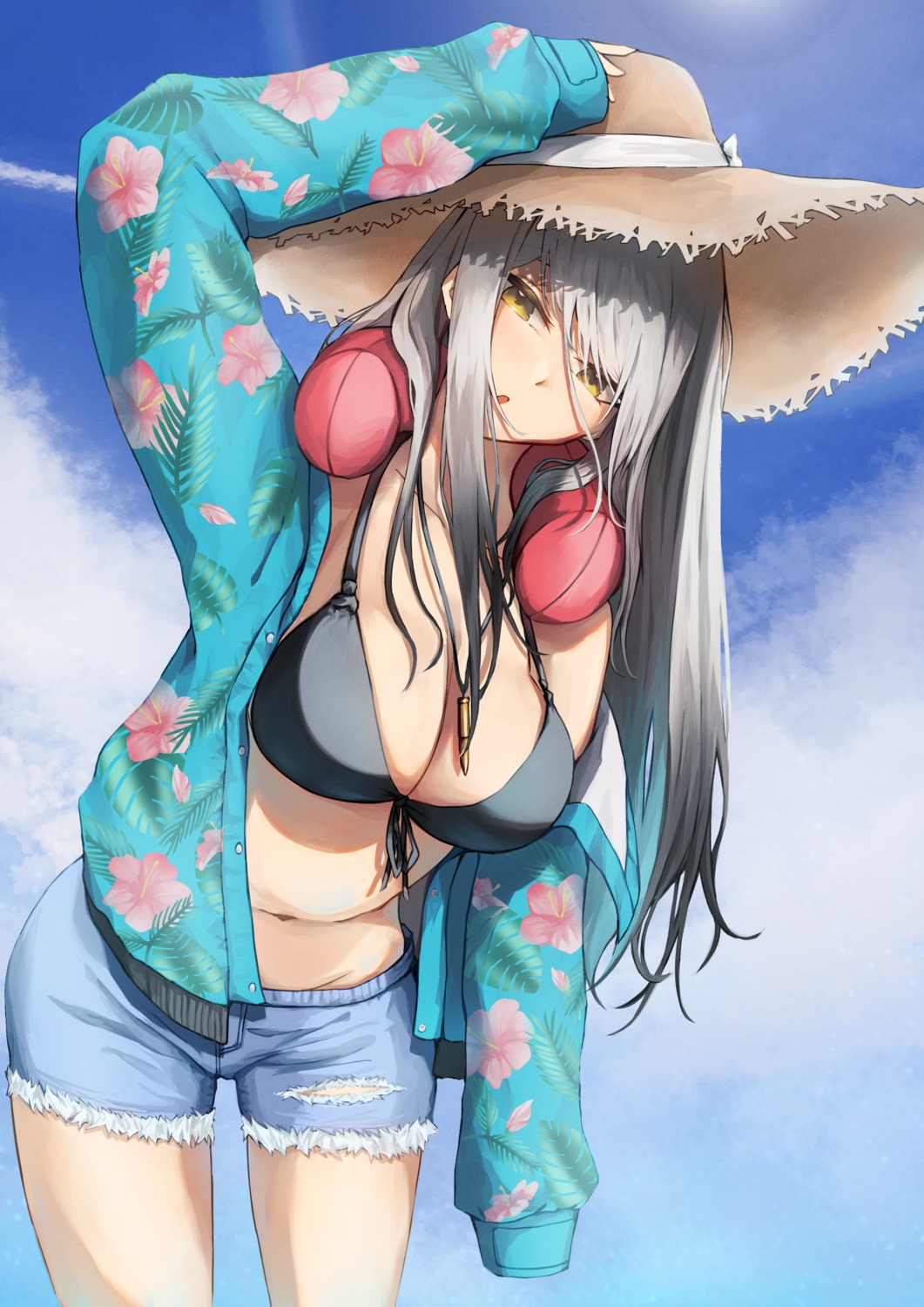 bikini_top frima_(nikke) goddess_of_victory:_nikke ohal open_shirt swimsuits torn_clothes