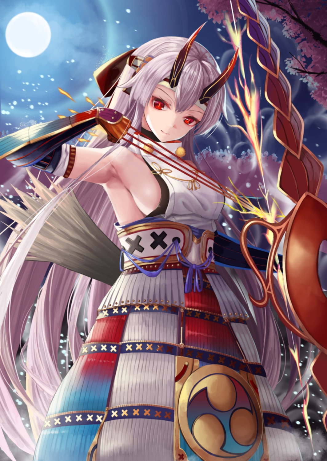 armor fate/grand_order horns japanese_clothes nekobell tomoe_gozen_(fate/grand_order) weapon