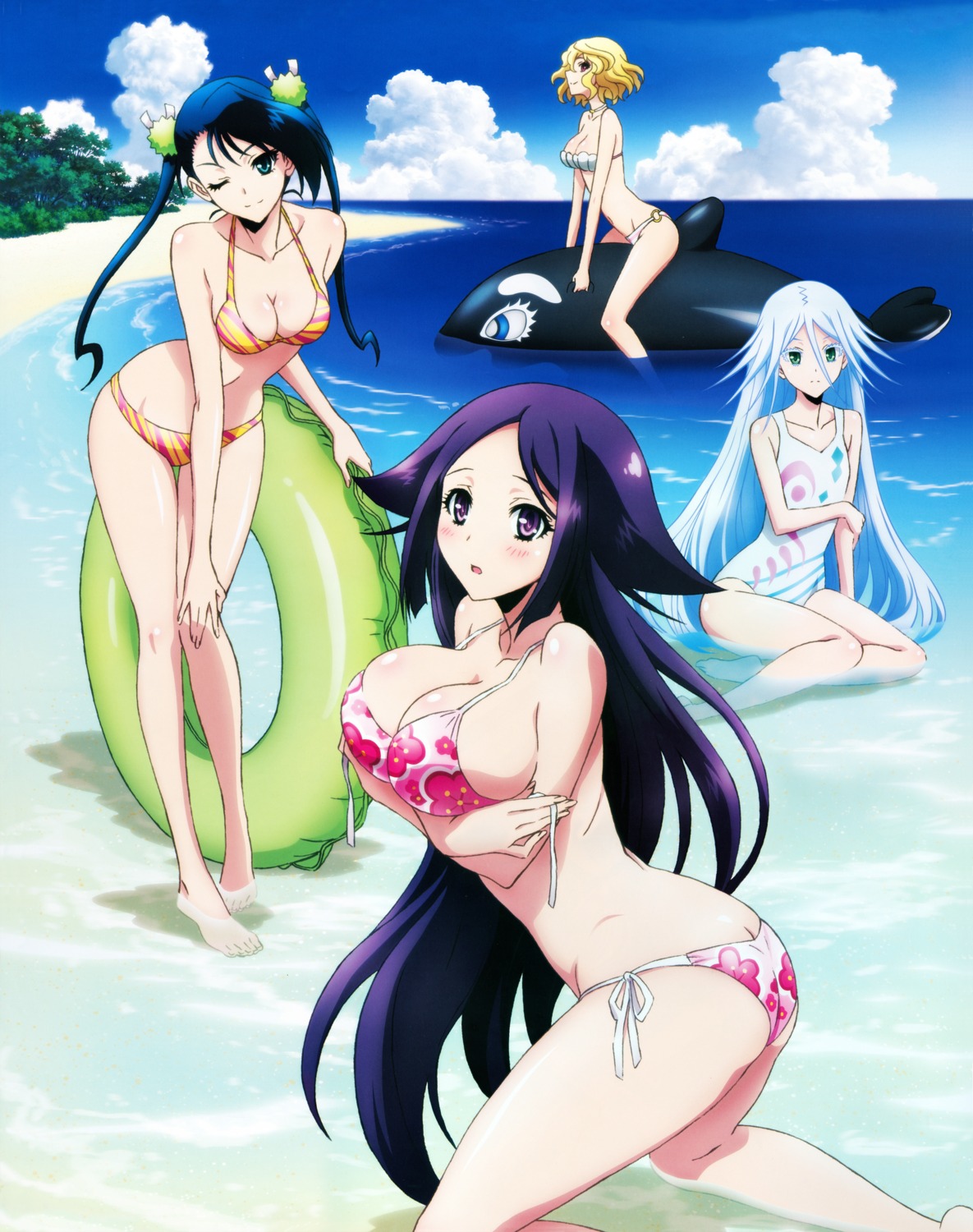ass bikini breast_hold cleavage hibachi kuroageha mitsuki_(mushibugyou) mushibugyou oharu swimsuits yamashita_yoshimitsu