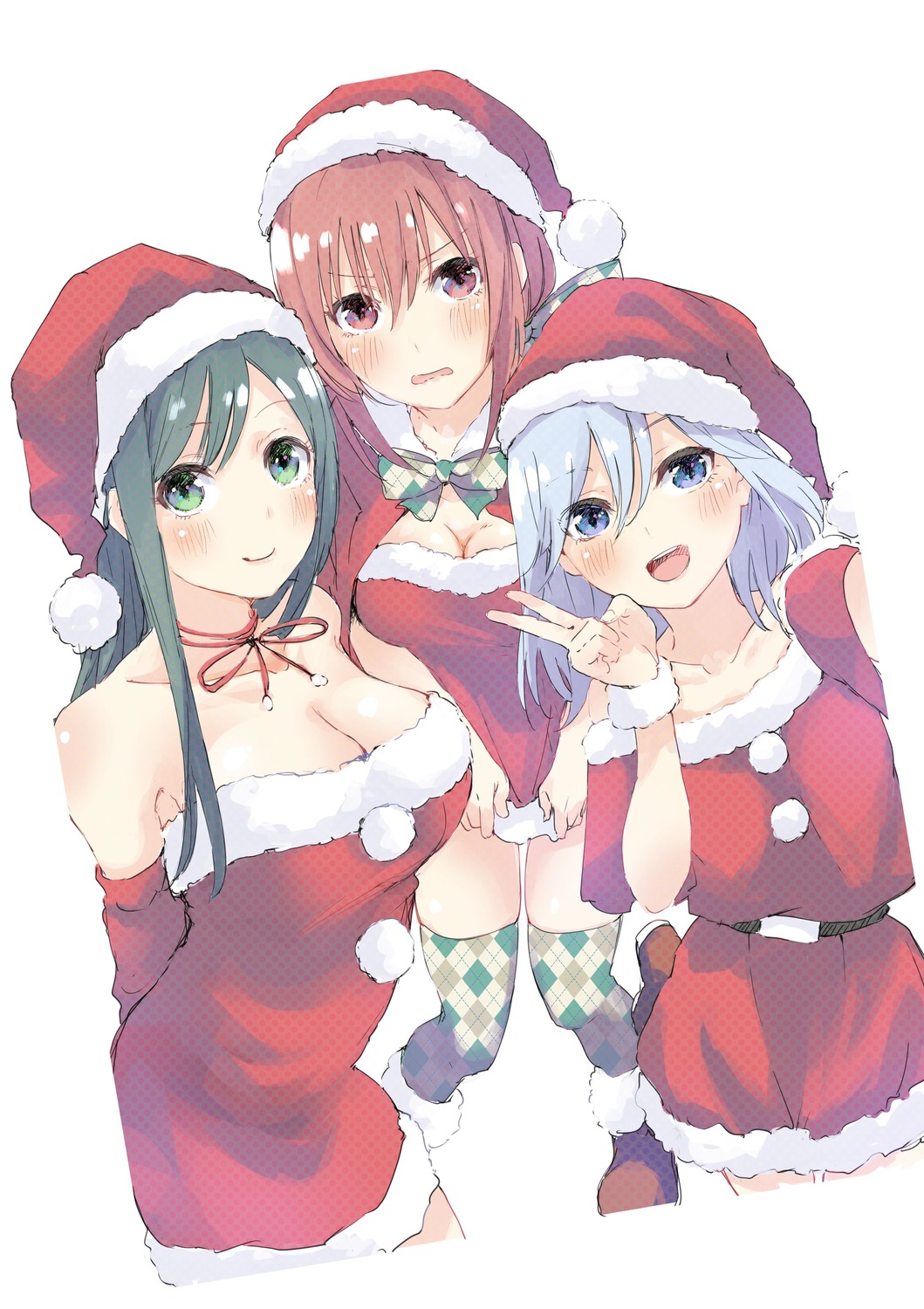 amagami-san_chi_no_enmusubi amagami_asahi amagami_yae amagami_yuna christmas dress naitou_marcey no_bra thighhighs