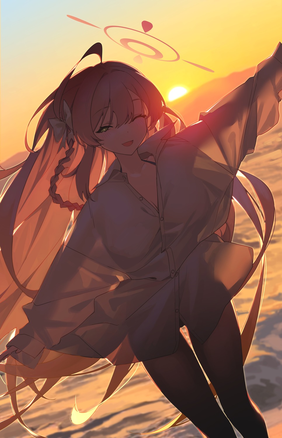 airseal bikini blue_archive dress_shirt halo open_shirt see_through swimsuits urawa_hanako