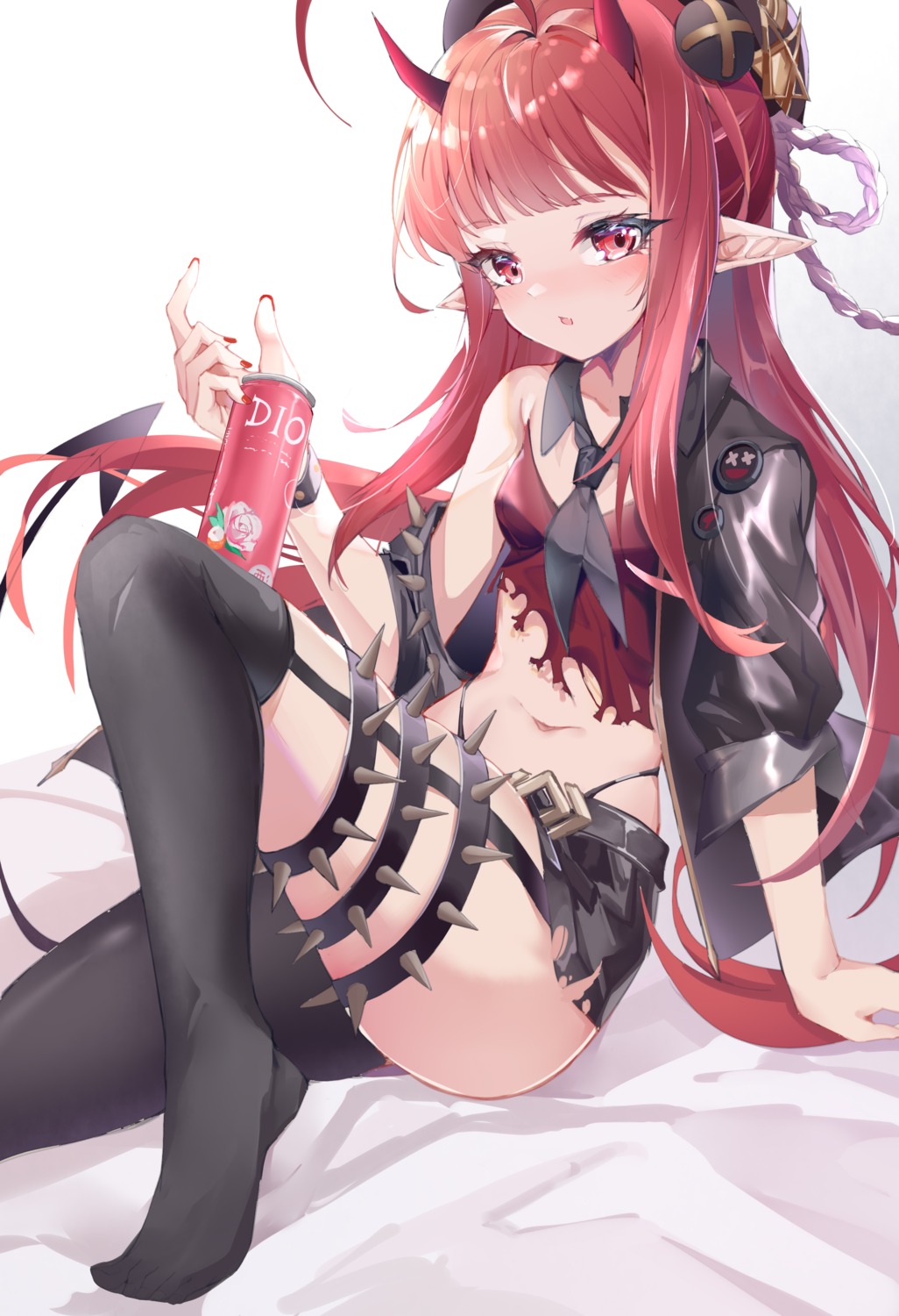 a_fu_jiade_luo arknights garter horns pantsu pointy_ears stockings thighhighs torn_clothes vigna_(arknights)