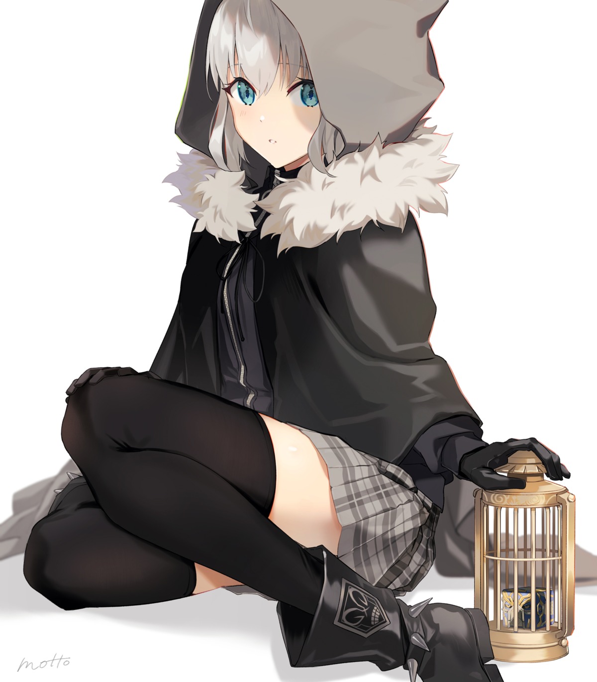 gray_(fate) lord_el-melloi_ii-sei_no_jikenbo motto_(night_wear) skirt_lift thighhighs