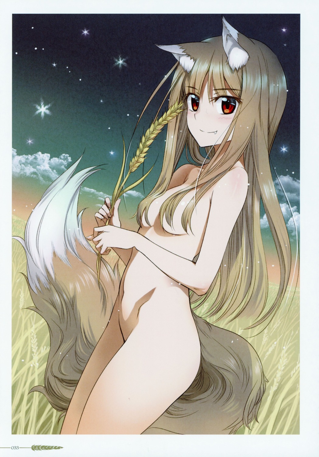 animal_ears holo koume_keito naked spice_and_wolf tail