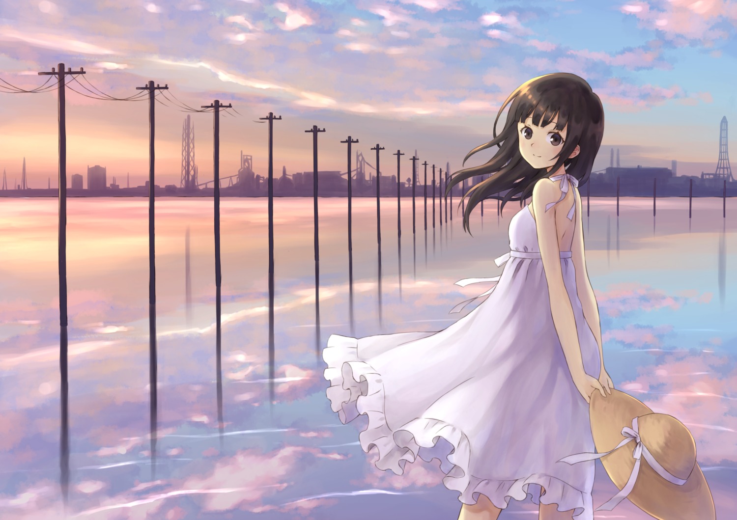 104_(artist) dress skirt_lift summer_dress