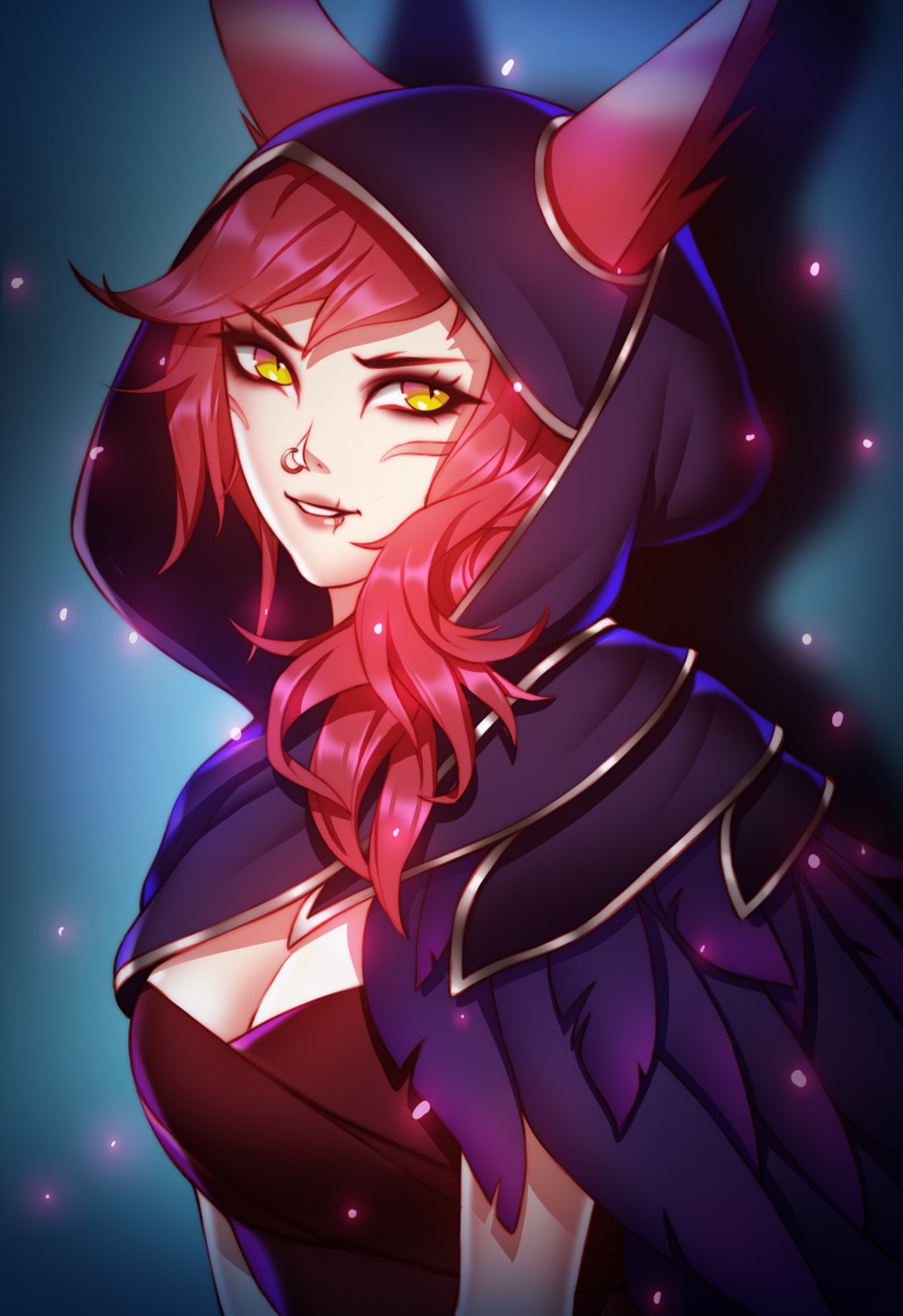 animal_ears cleavage league_of_legends pinkladymage xayah