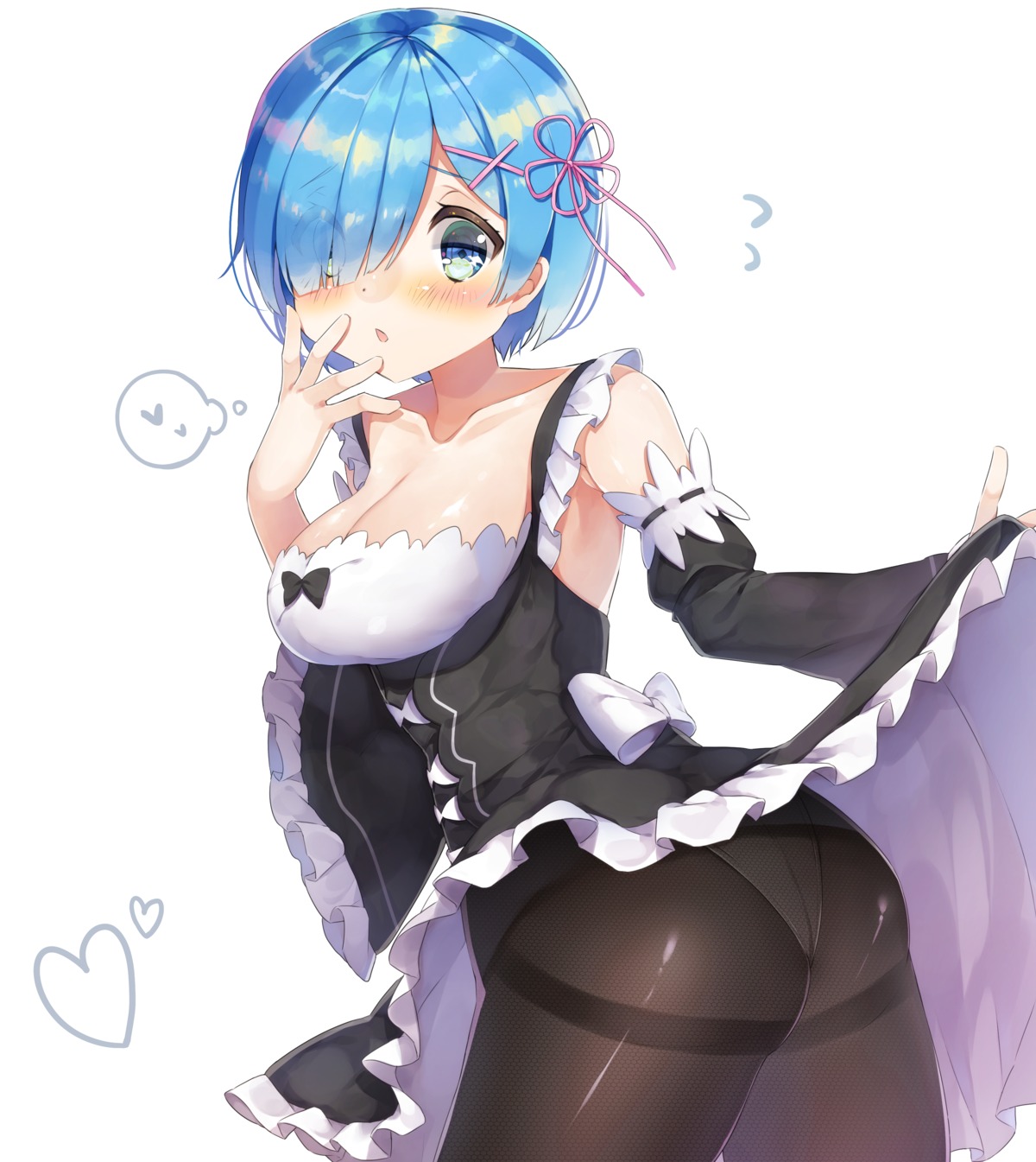 ass cleavage maid pantsu pantyhose re_zero_kara_hajimeru_isekai_seikatsu rem_(re_zero) skirt_lift yayoichi_(yoruyoru108)