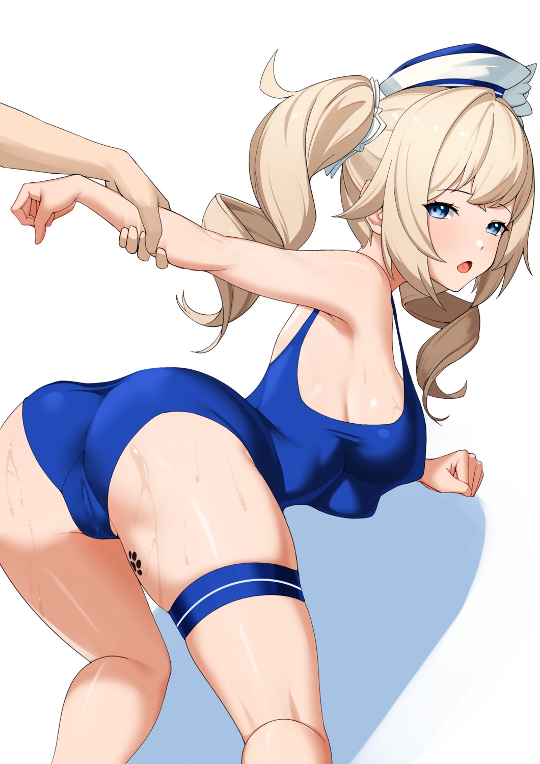 ass barbara_(genshin_impact) cameltoe erect_nipples ett garter genshin_impact school_swimsuit swimsuits tattoo wet