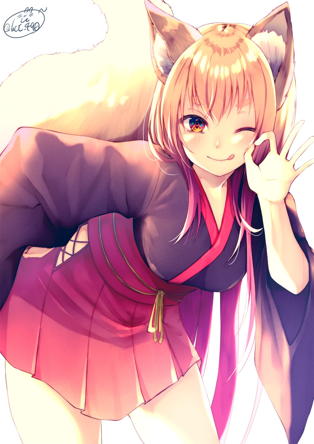 animal_ears chita_(ketchup) japanese_clothes kitsune tail