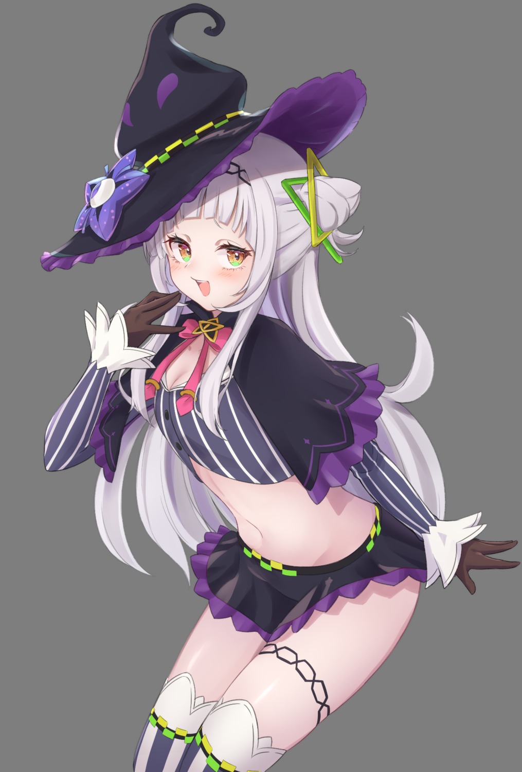 cleavage garter higashigure hololive murasaki_shion skirt_lift thighhighs transparent_png witch