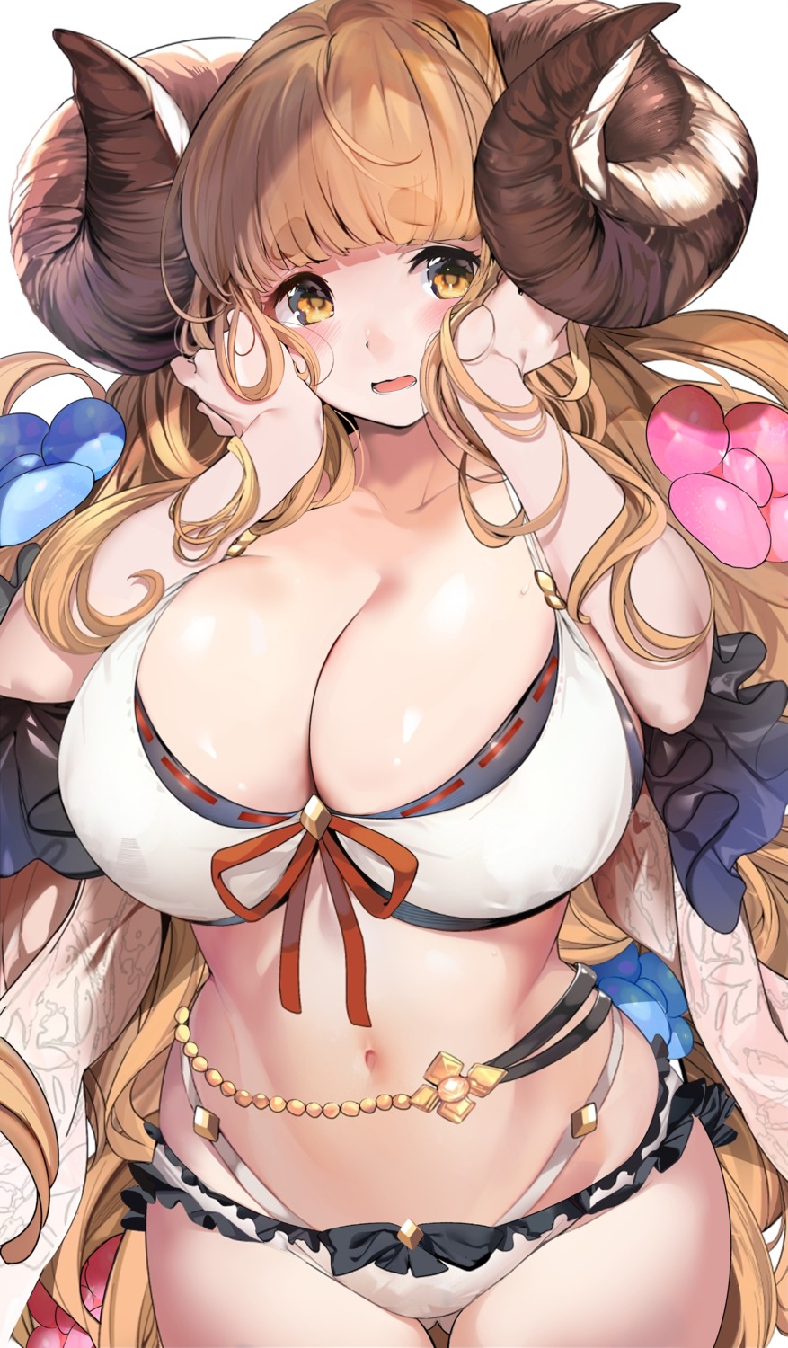 anila_(granblue_fantasy) bikini cleavage granblue_fantasy horns marushin swimsuits