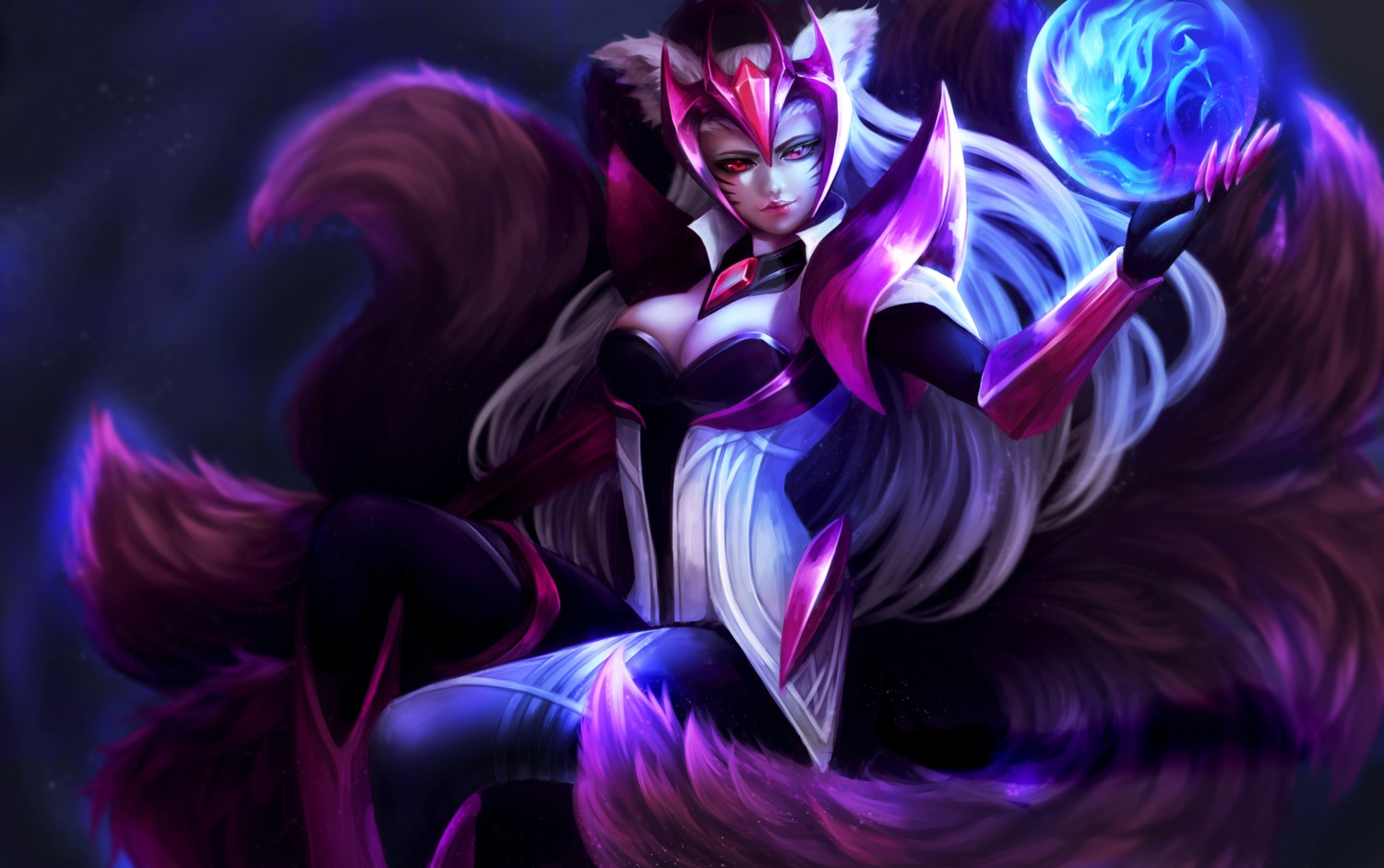 animal_ears cleavage league_of_legends ling_(vivianling) tail