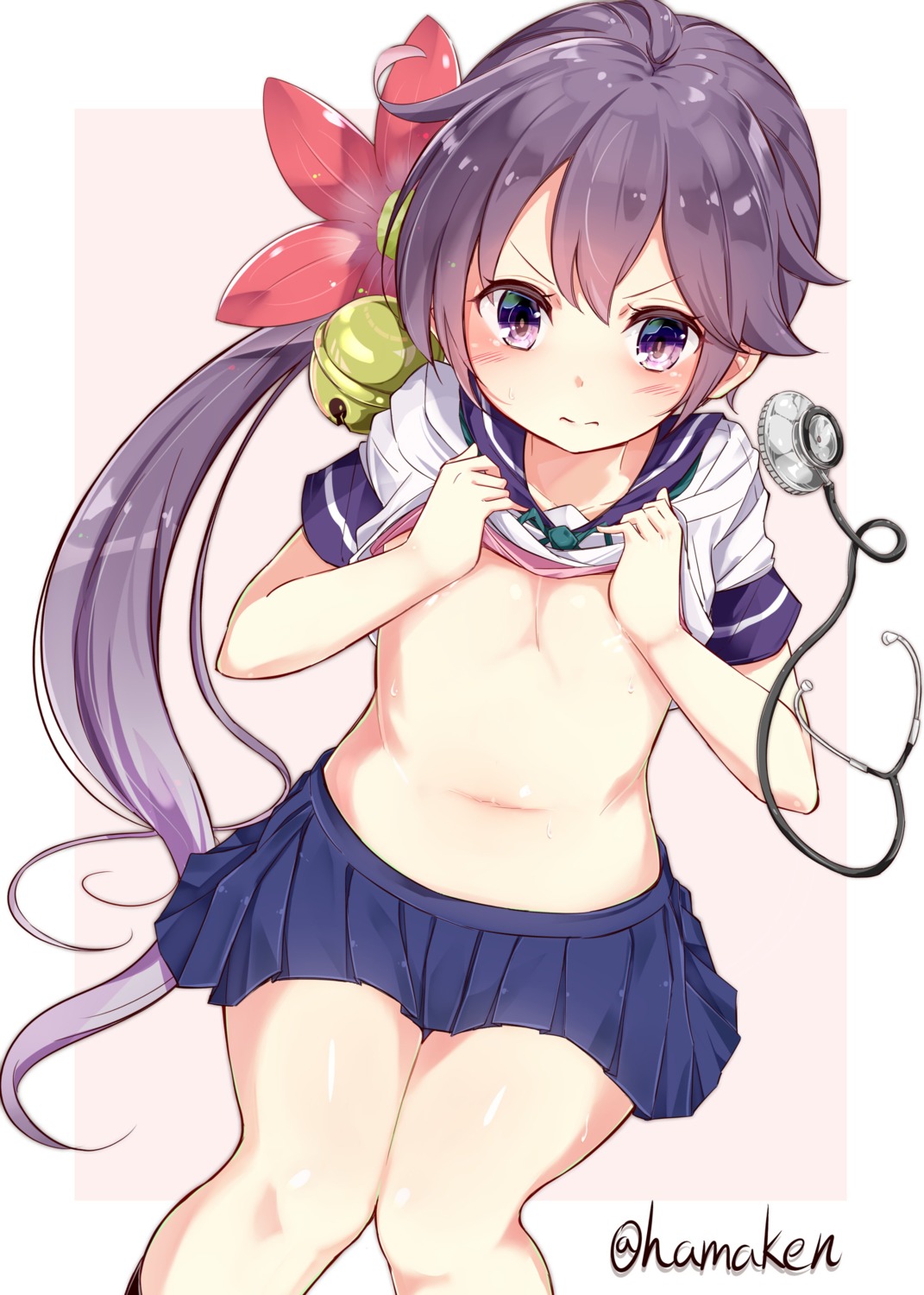 akebono_(kancolle) hamaken kantai_collection lingerie loli seifuku shirt_lift