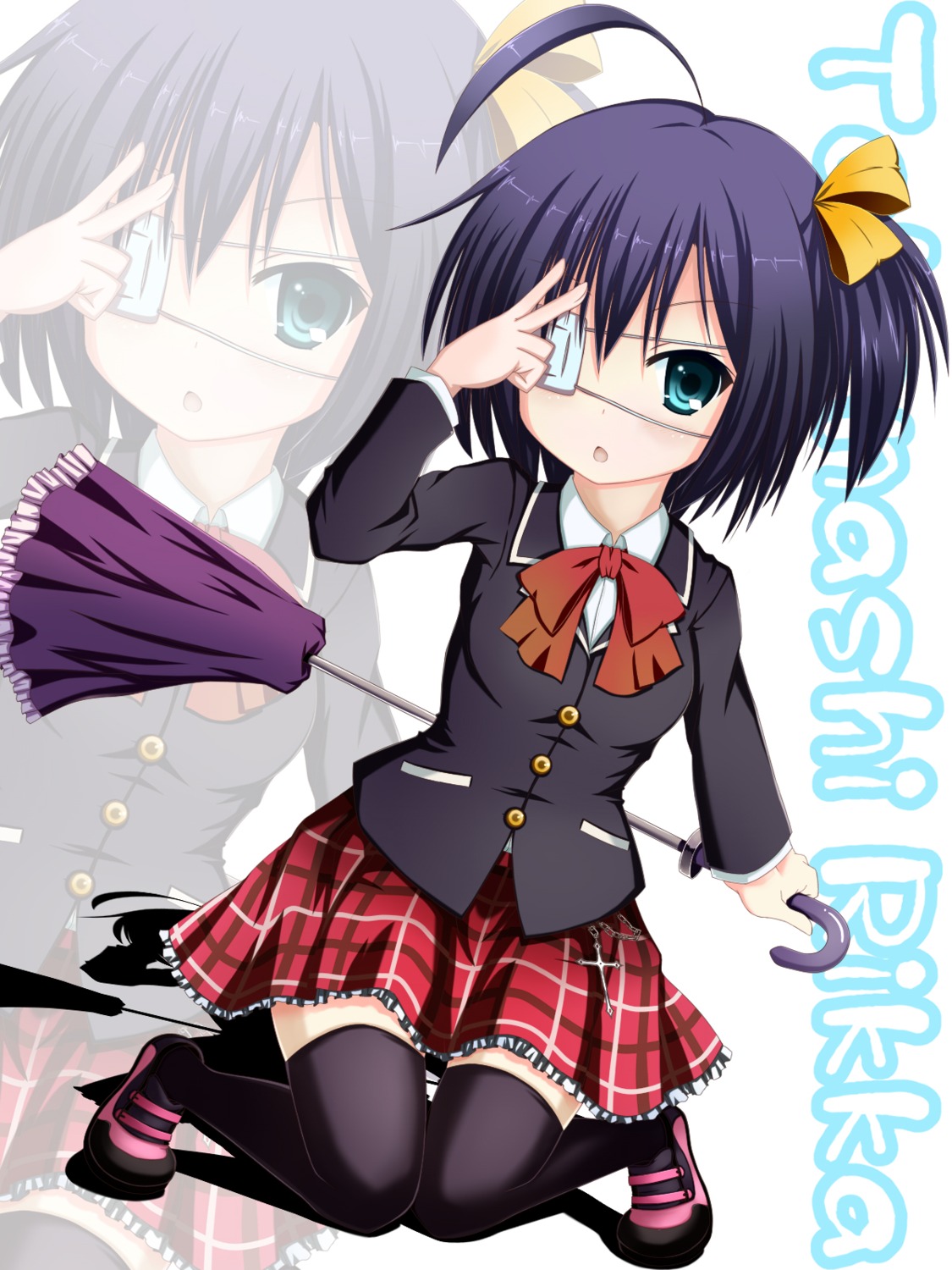 chuunibyou_demo_koi_ga_shitai! eyepatch seifuku shinhoya takanashi_rikka thighhighs