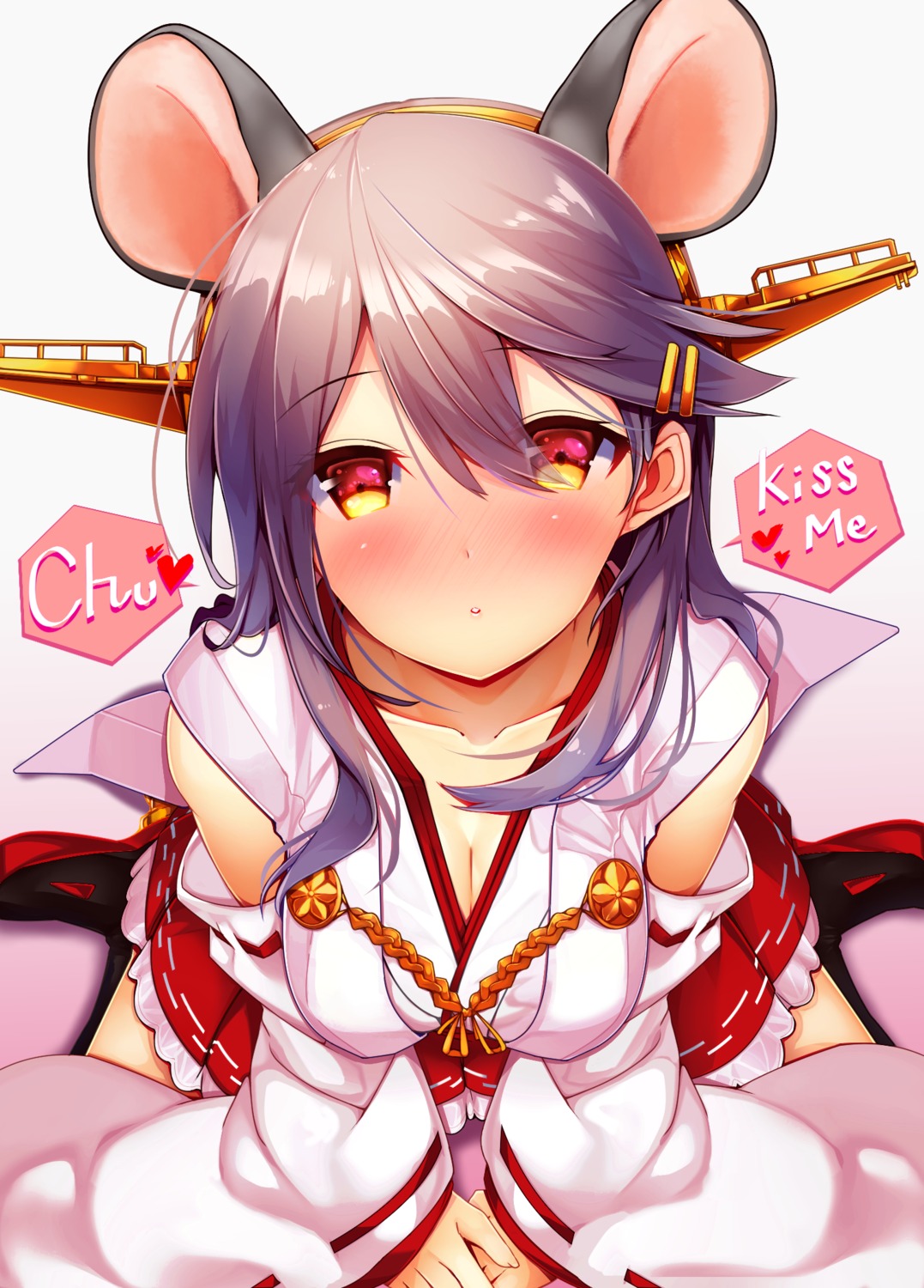 animal_ears cleavage haruna_(kancolle) kantai_collection tsukui_kachou