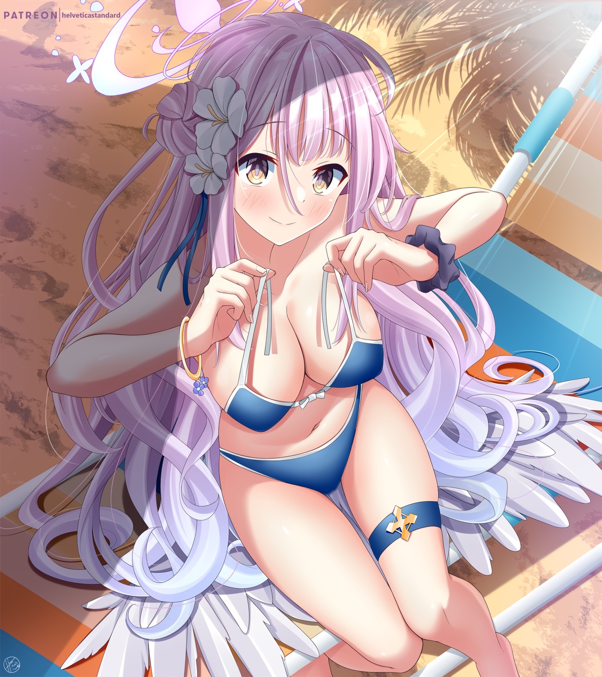 angel bikini blue_archive garter helvetica_5tandard misono_mika swimsuits undressing wings