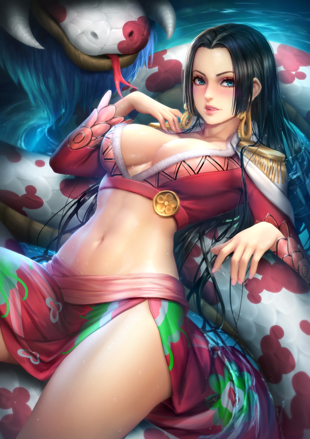 boa_hancock no_bra nudtawut_thongmai one_piece open_shirt skirt_lift wet