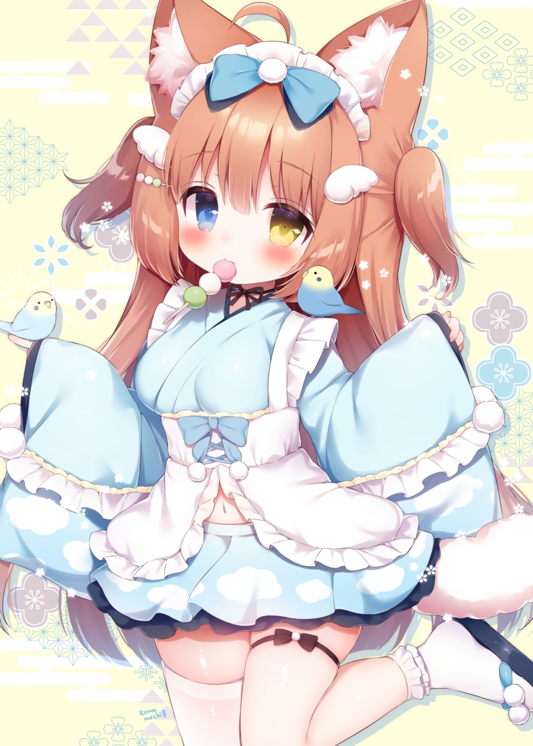 animal_ears garter maid momozu_komamochi tail thighhighs wa_maid