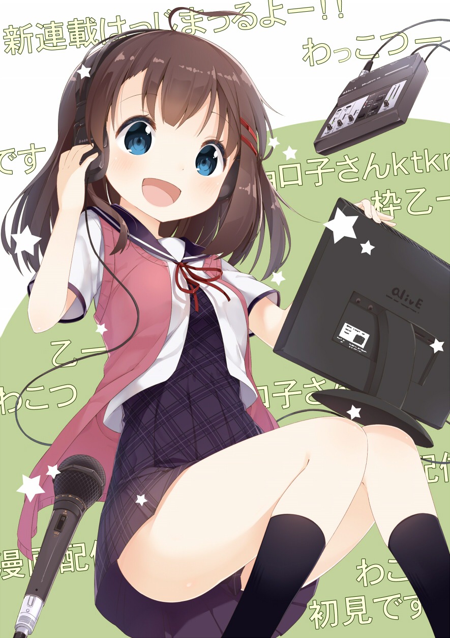 headphones muku_(muku-coffee) nyoroko_no_namahousou! seifuku