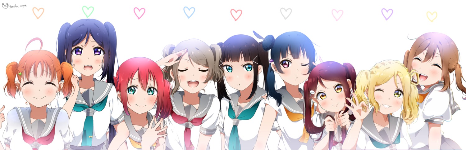 konpota_(miruku) kunikida_hanamaru kurosawa_dia kurosawa_ruby love_live!_sunshine!! matsuura_kanan ohara_mari sakurauchi_riko seifuku takami_chika tsushima_yoshiko watanabe_you