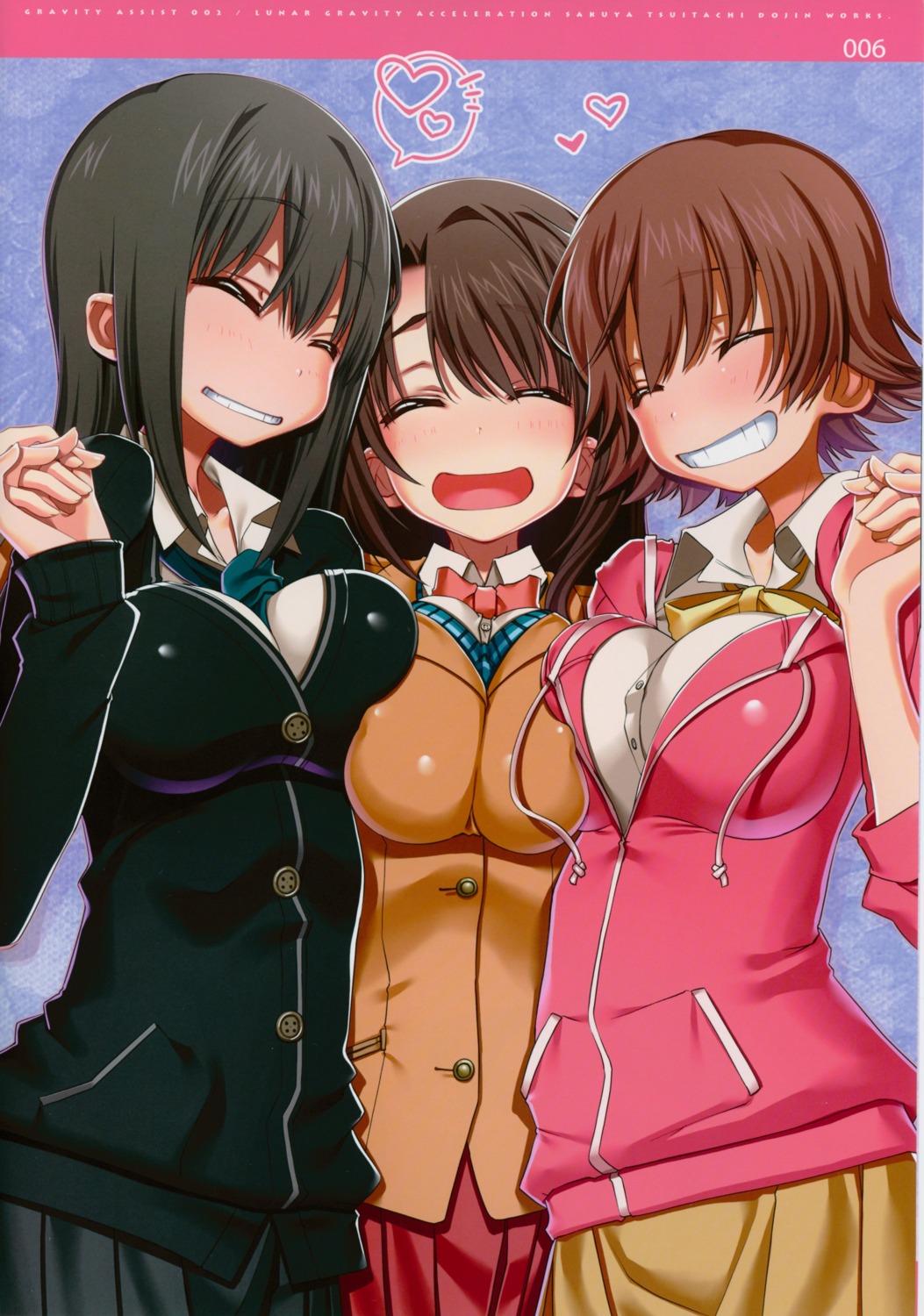 breast_hold honda_mio sakuya_tsuitachi seifuku shibuya_rin shimamura_uzuki sweater the_idolm@ster the_idolm@ster_cinderella_girls