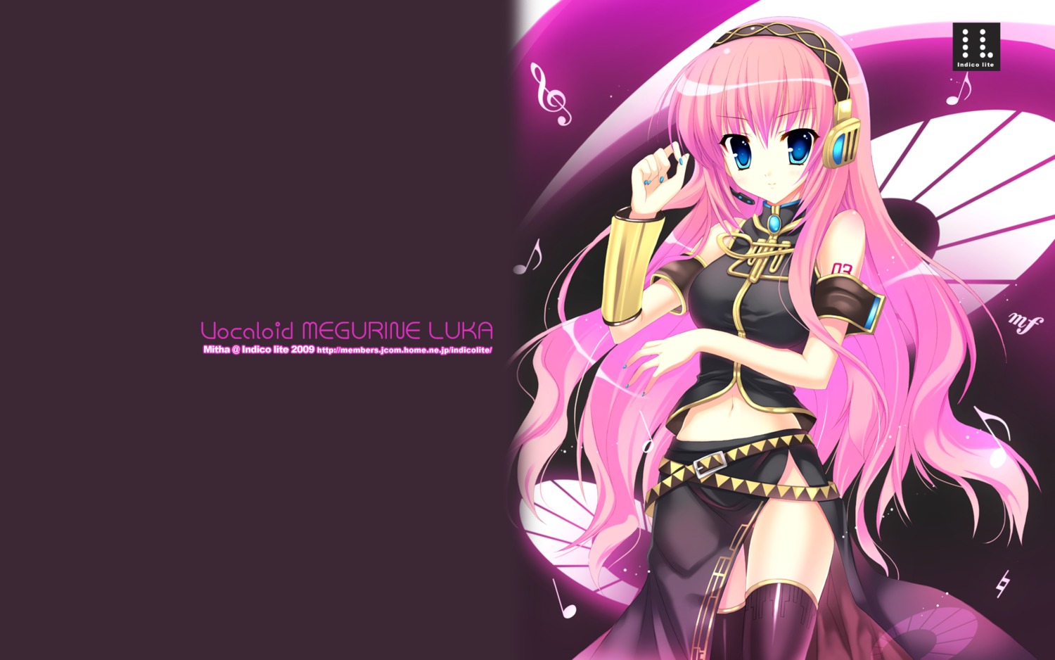 headphones indico_lite megurine_luka mitha thighhighs vocaloid wallpaper