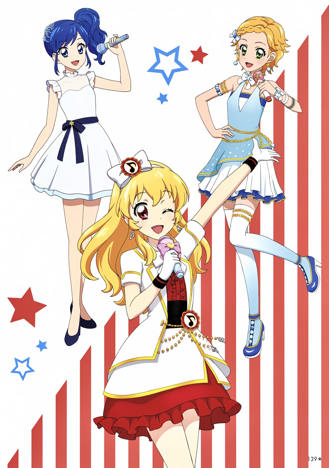 aikatsu! dress heels hoshimiya_ichigo kiriya_aoi shinjou_hinaki tagme thighhighs