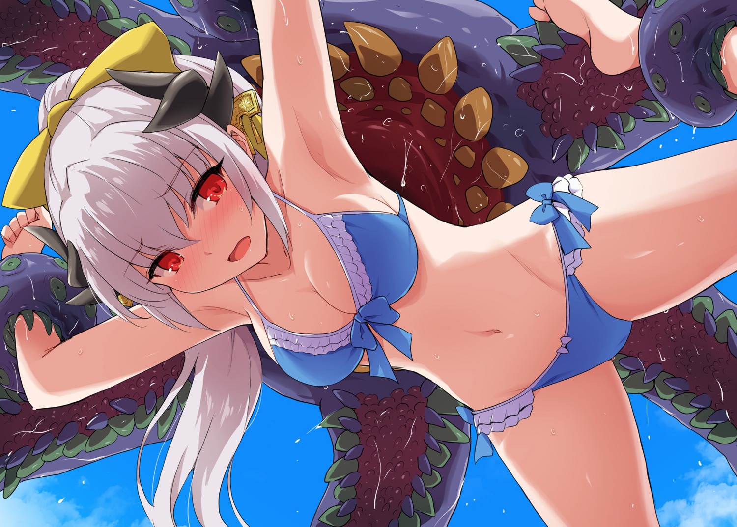 bikini bondage cameltoe cleavage fate/grand_order horns kiyohime_(fate/grand_order) marugoshi swimsuits tentacles