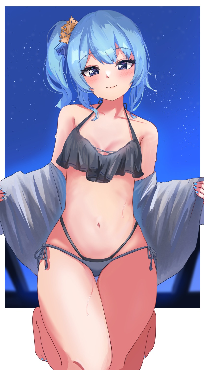 bikini cleavage hololive hoshimachi_suisei open_shirt swimsuits youyoukai