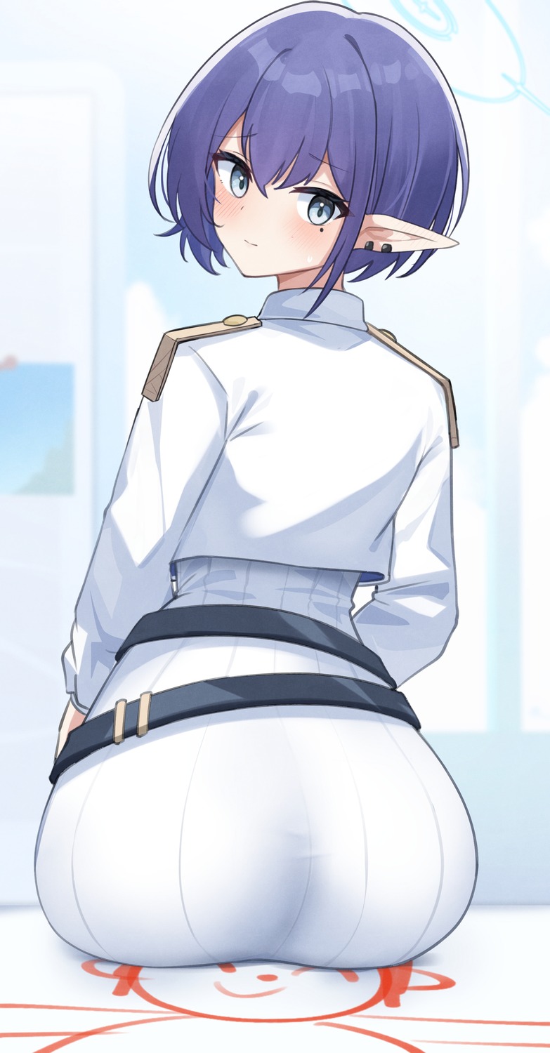 ass blue_archive halo nassss oki_aoi pointy_ears uniform