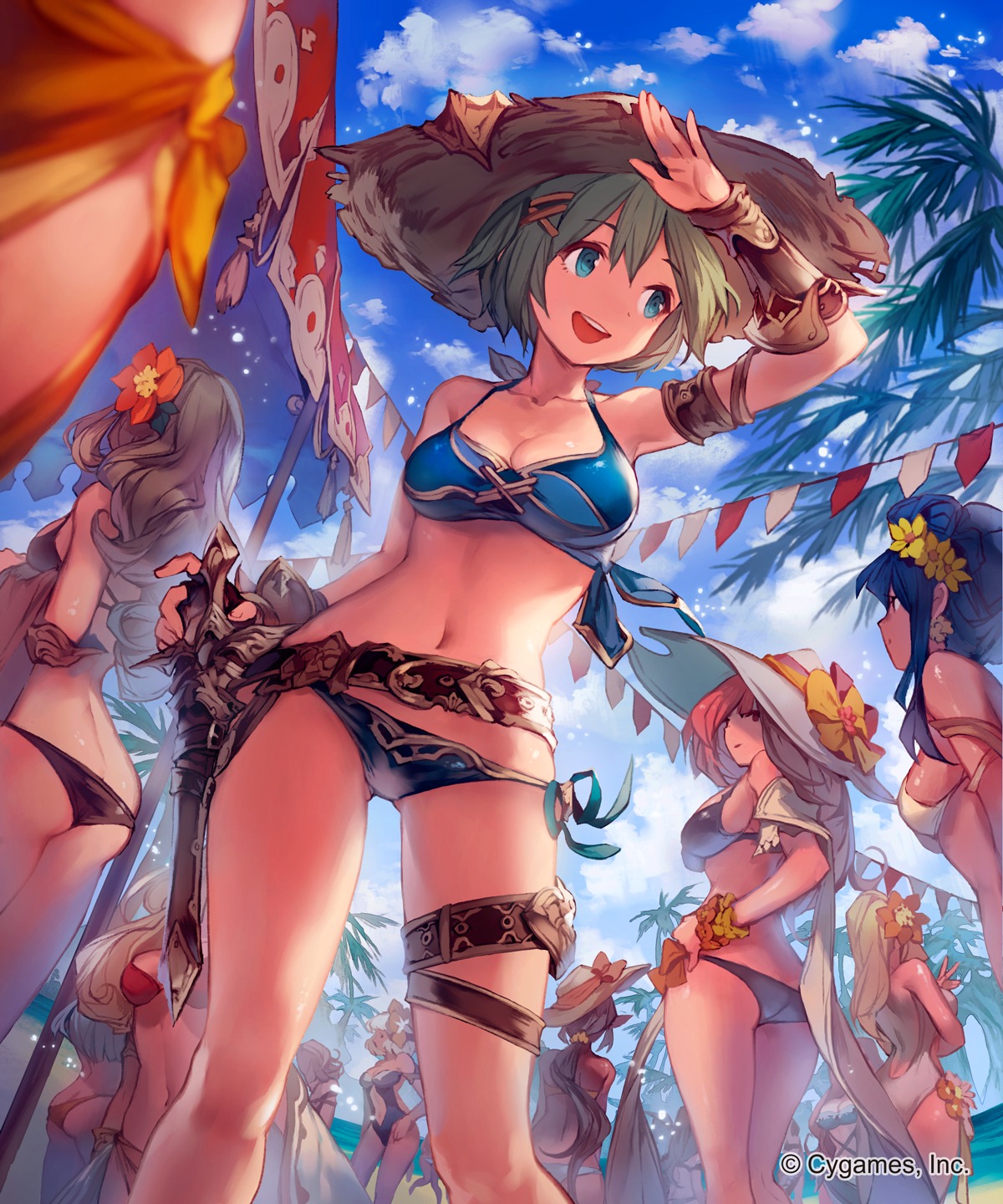 armor ass bikini cleavage garnet_til_alexandros_xvii lee_hyeseung swimsuits weapon