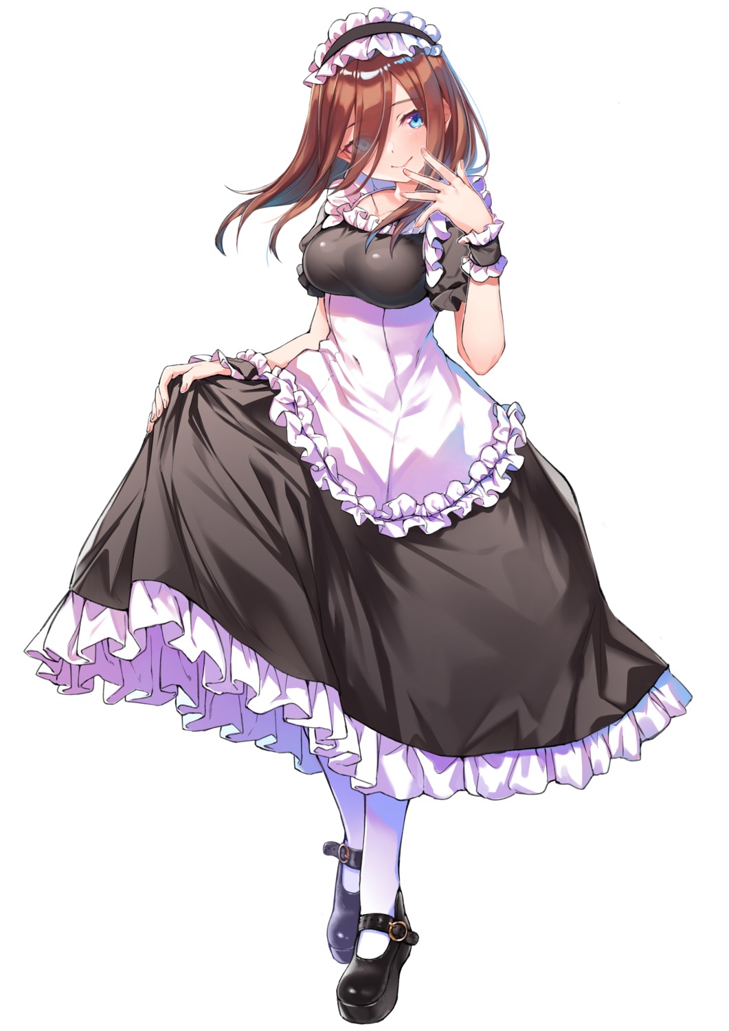 5-toubun_no_hanayome hachiroku_(hatirokusann86) maid nakano_miku skirt_lift