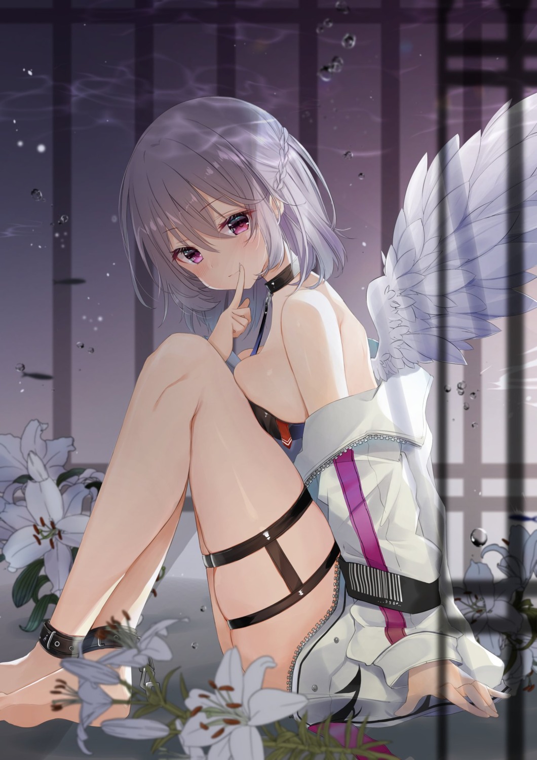 garter kishin_sagume natsuki_(ukiwakudasai) no_bra touhou wings