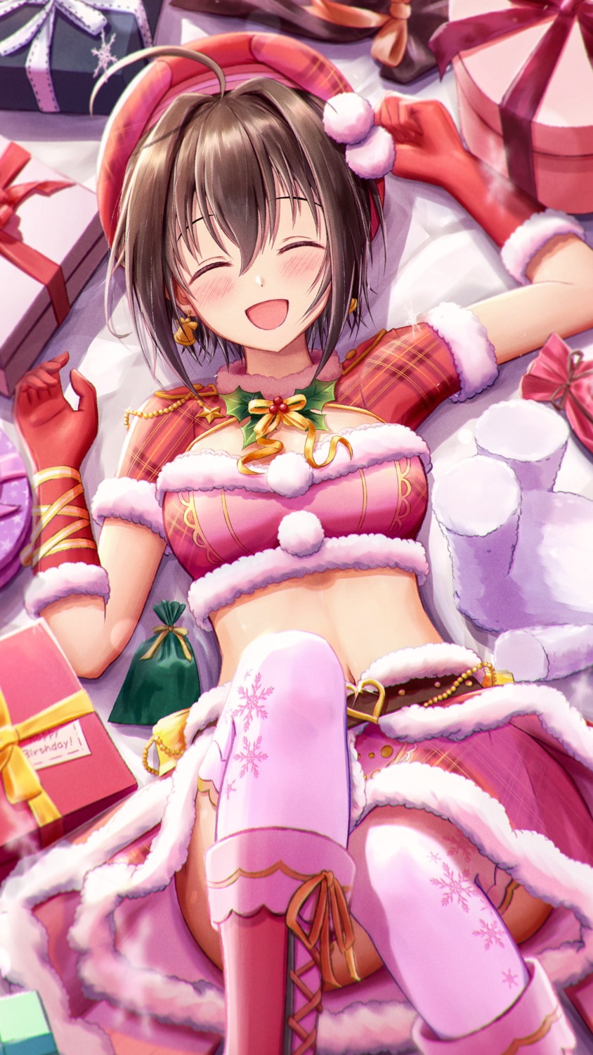 christmas kohinata_miho masuku_(saint_mask) the_idolm@ster the_idolm@ster_cinderella_girls thighhighs