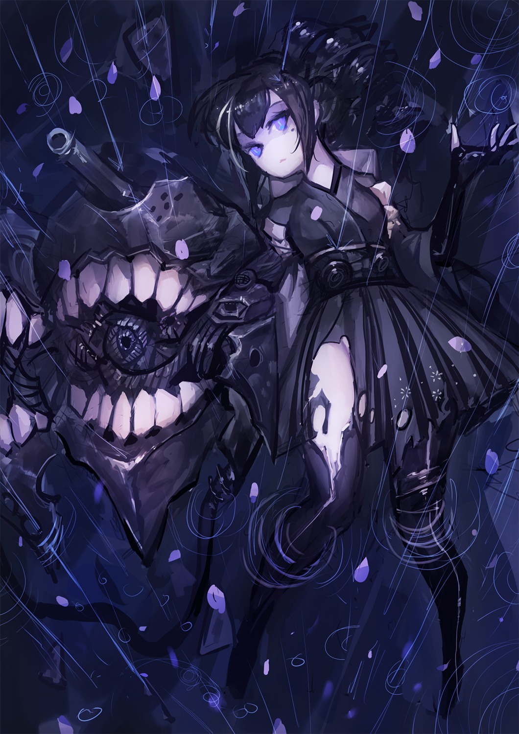 ancient_destroyer_hime gods kantai_collection lolita_fashion thighhighs torn_clothes wa_lolita