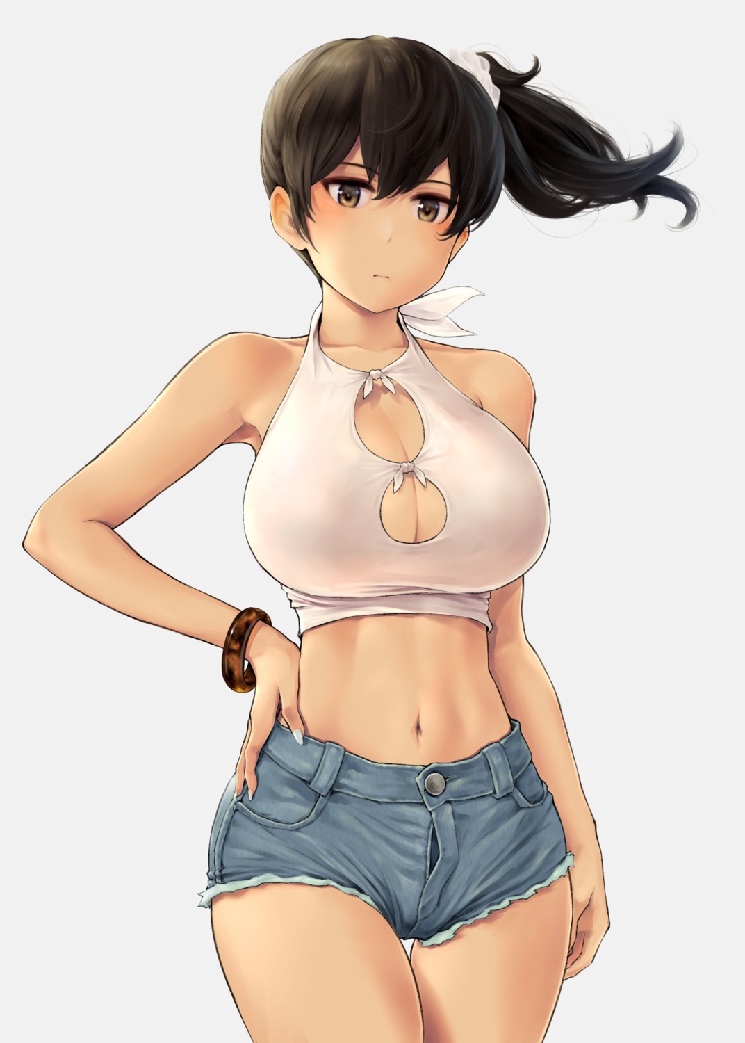 cleavage kaga_(kancolle) kantai_collection no_bra wa_(genryusui)